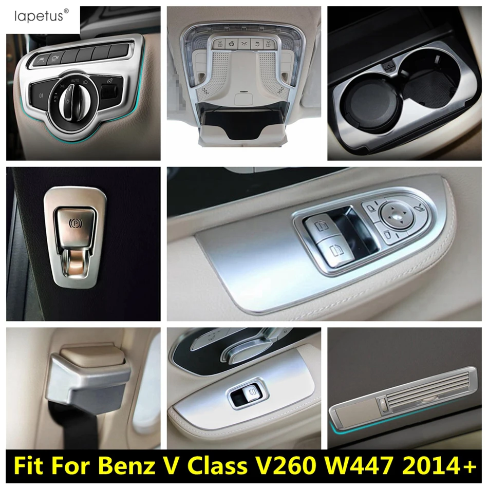 For Mercedes Benz V Class V260 W447 2014 - 2021 Water Cup Window Lift Head Light Belt Cap Cover Trim Matte Interior Accessories