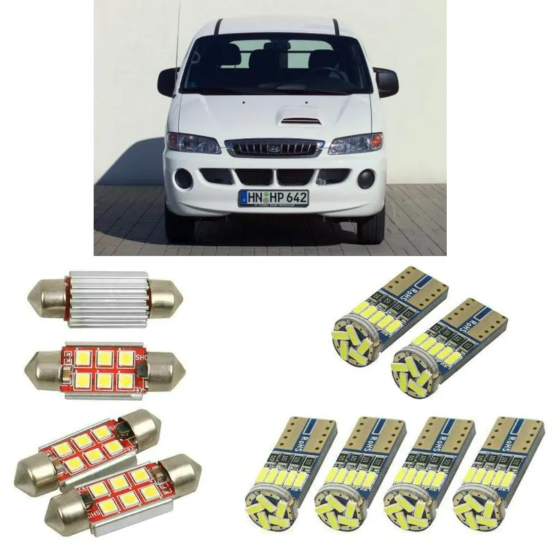 Interior led Car lights For Hyundai h1 box a1 platform chassis flat bulbs for cars License Plate Light 6pc