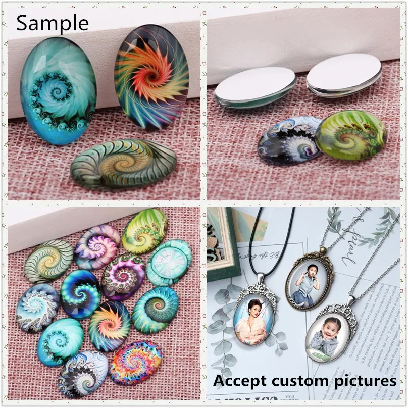 Personalized Custom pictures Oval 10pcs 13x18mm/18x25mm/30x40mm photo glass cabochon demo flat back Jewelry DIY findings