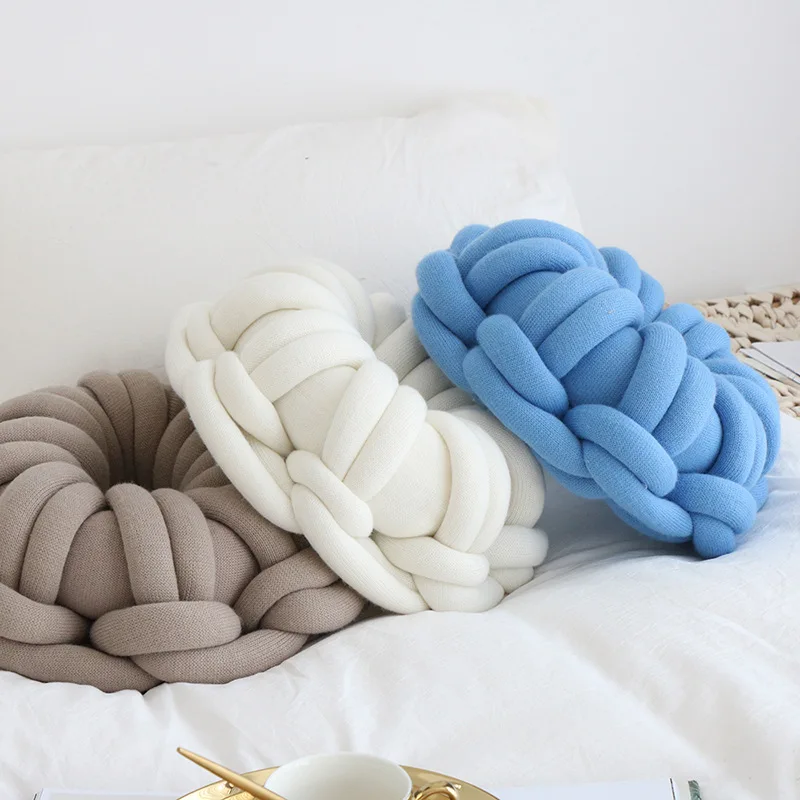 

Cotton DIY Hand Knot Back Cushions Cozy Car Lumbar Pillow Home Decorative Sofa Seat Cushion Soft Office Hand Rest Pillows