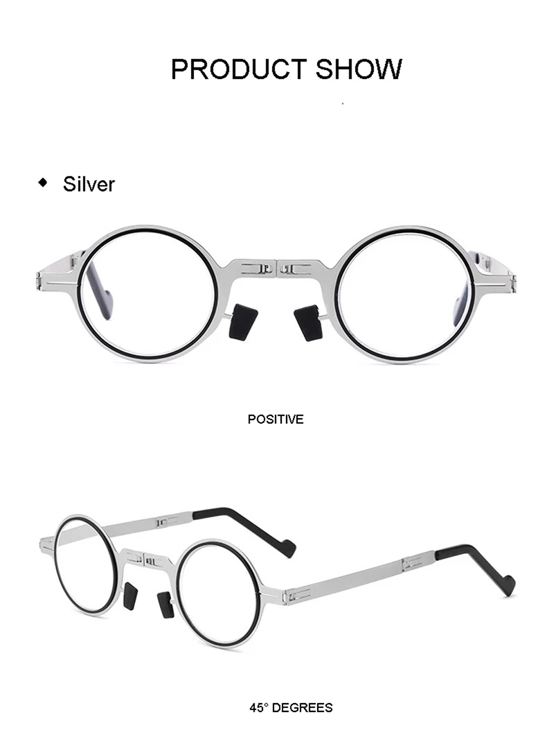 Mai Blume Metall Runde Klapp Lesebrille Männer Blau Licht Computer Grade Gläser Schmale Brillen Rahmen Für Männer gafas + 3,5 – Detail 5