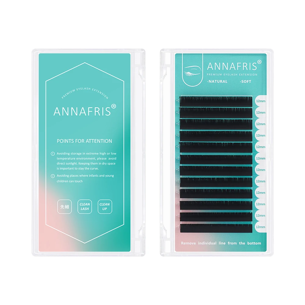 ANNAFRIS Ellipse Flat Lashes Nature Soft Split-tips Individual Eyelash Extension Matte Double Tips Mink False Lash Supplies