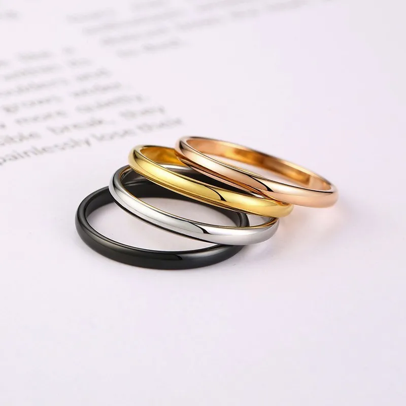 2MM Thin Classic Dome Ring Stainless Steel Wedding Band for Men Women Stacking Rings Comfort Fit Domed Polished