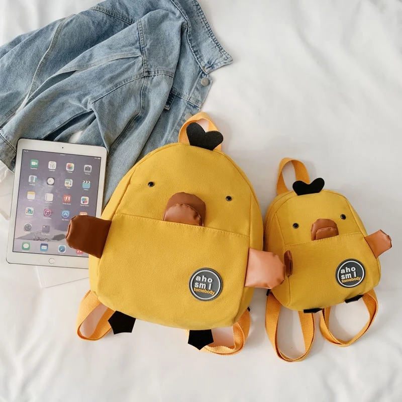 Mochila escolar para bebés y niños, bolsa de lona con dibujos animados de patos en 3D, bolso de jardín de infantes y escuela primaria para niños