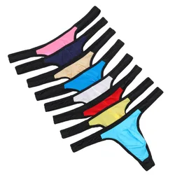 8PCS Men's Briefs Sexy Ice Silk Low Waist Bikini Underpants Mens Briefs Underwear Men Sexy Underwear U Convex Thong Pantie