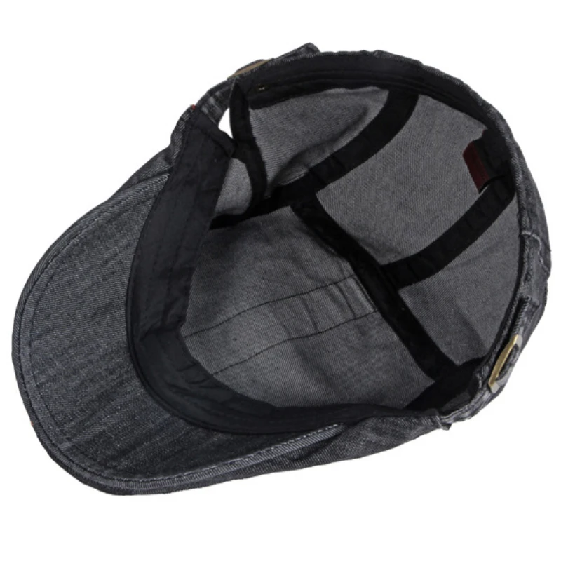 HT3685 Beret Men Women Cap Hat Cotton Denim Flat Cap Retro Artist Painter Beret Hat Male Female Adjustable Beret Cap