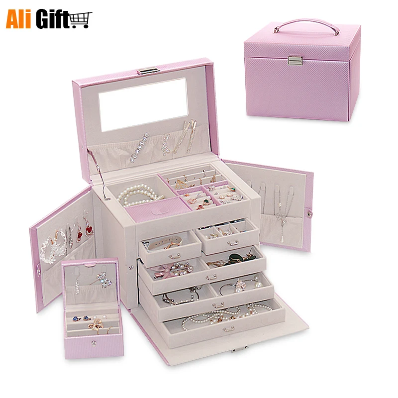 Bai Mudan Jewelry Box Princess European Korea Jewelry Storage Box European Jewelry Box Five-story Large Capacity Dressing Case