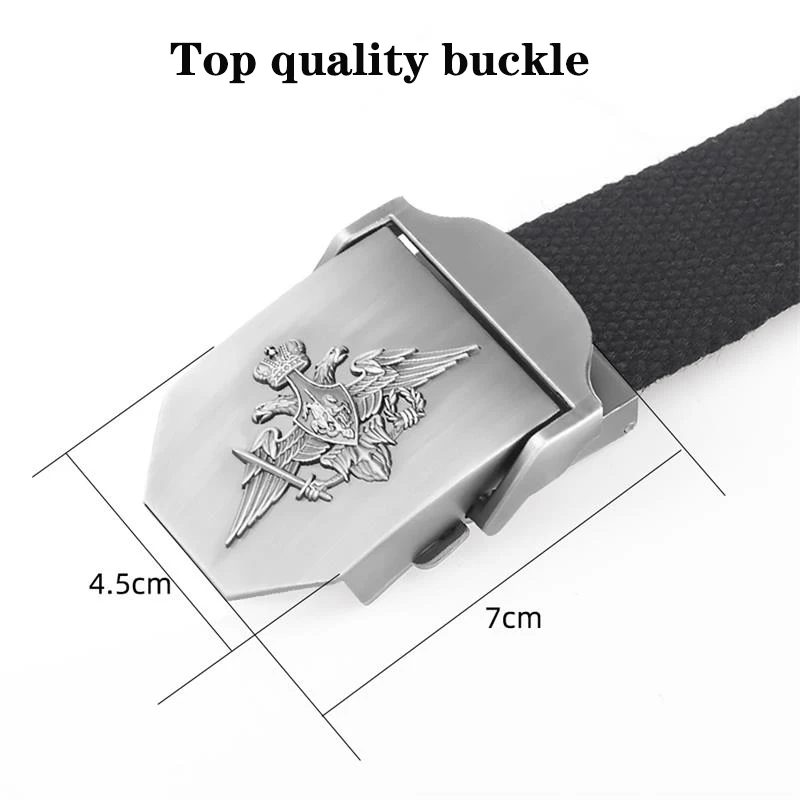 BOKADIAO Men&Women Canvas Belt Luxury 3D Russian Armed Forces Metal Buckle Jeans Belt Army Tactical Belts for Men Military Strap