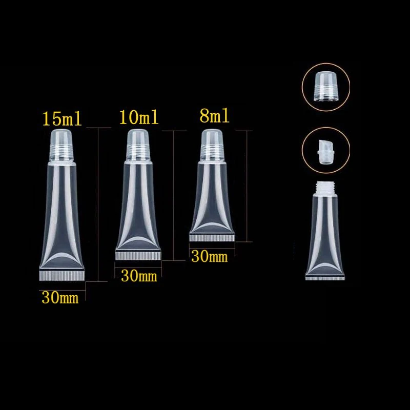 8/10/15 ml 50 Stücke Kunststoff Weiß Mini Lipgloss Leere Tube Make-Up Squeeze Klare Nachfüllung Kosmetik Zauberstab Lipgloss Verpackungsbehälter