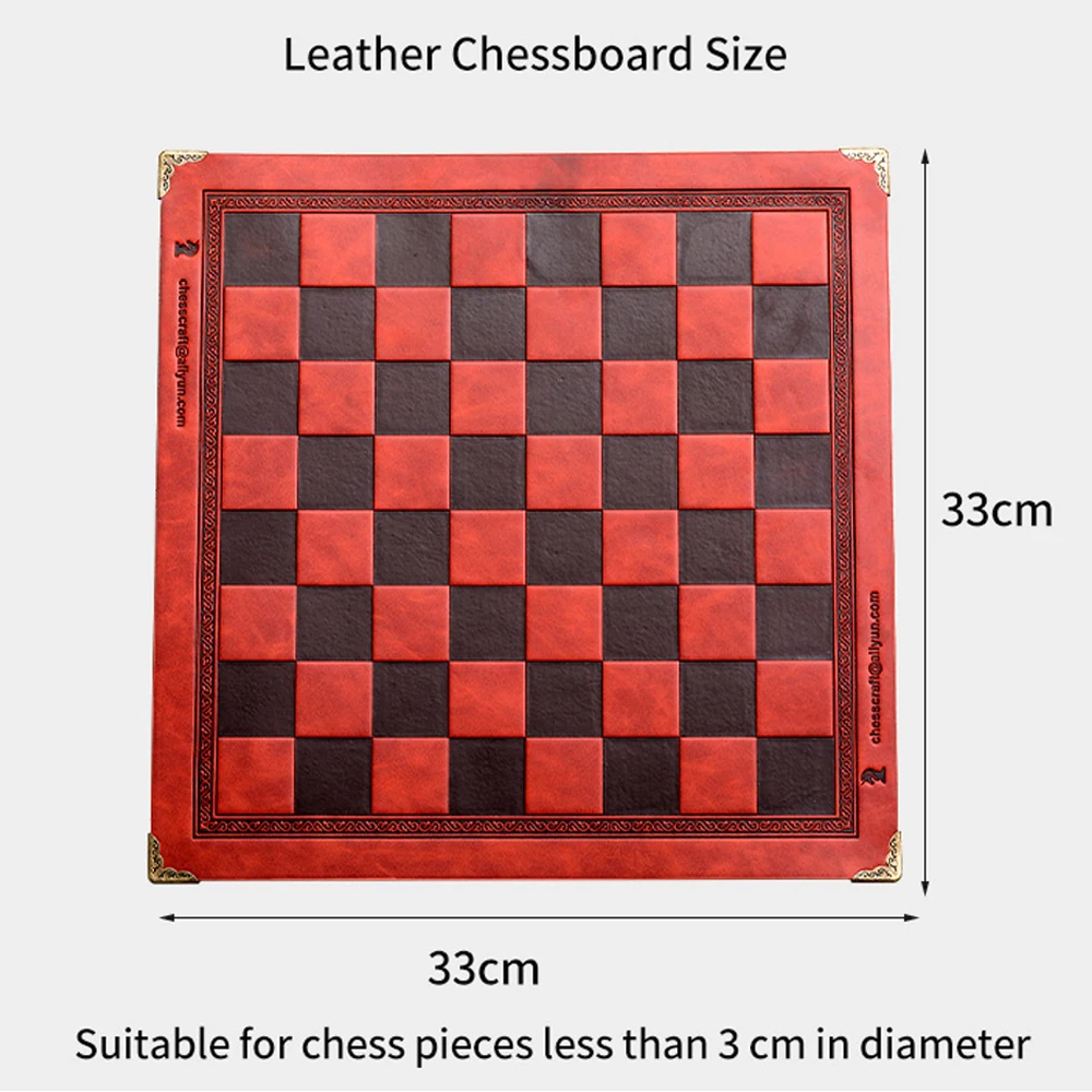 Chess Board 9 Colors Embossed Design Leather Table Game Portable Universal Luxury Checkers  Chess Intellectual Toy Gift