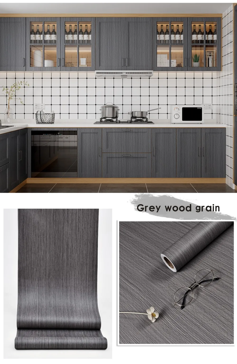 6 m wasserdichte, selbstklebende Vinyl-Tapeten, Rolle, Möbel, Schränke, PVC, dekorative Folie, Holzmaserung, Aufkleber für DIY-Heimdekoration – Detail 5