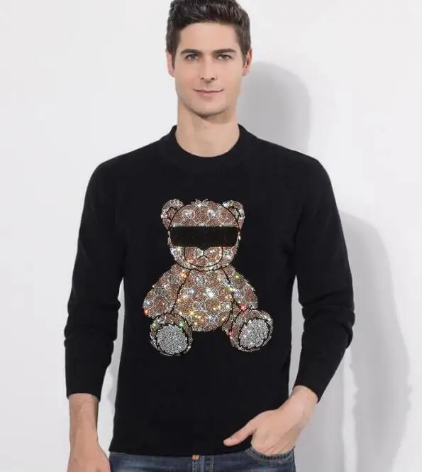 

Rhinestones Skulls sweaters Men's Hip Hop Fashion Diamonds Streetwear High quality