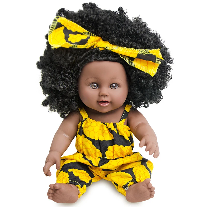 

12”African Doll Movable Joint Toy Christmas Best Gift For Baby Girls 30cm Black Toy Mini Cute Explosive hairstyle Doll Children