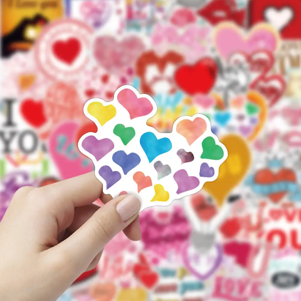 50/100pcs Valentine Stickers For Notebook Car Laptop Scrapbooking Material Adesivos Craft Supplies Vintage Pink Love Sticker