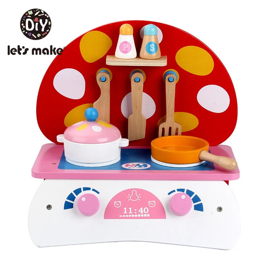 

Let'S Make Wooden Kitchen Toys Kitchenware Model Montessori Toy Toddler Pretend Play Kitchen Set Children Gift Girls And Boys