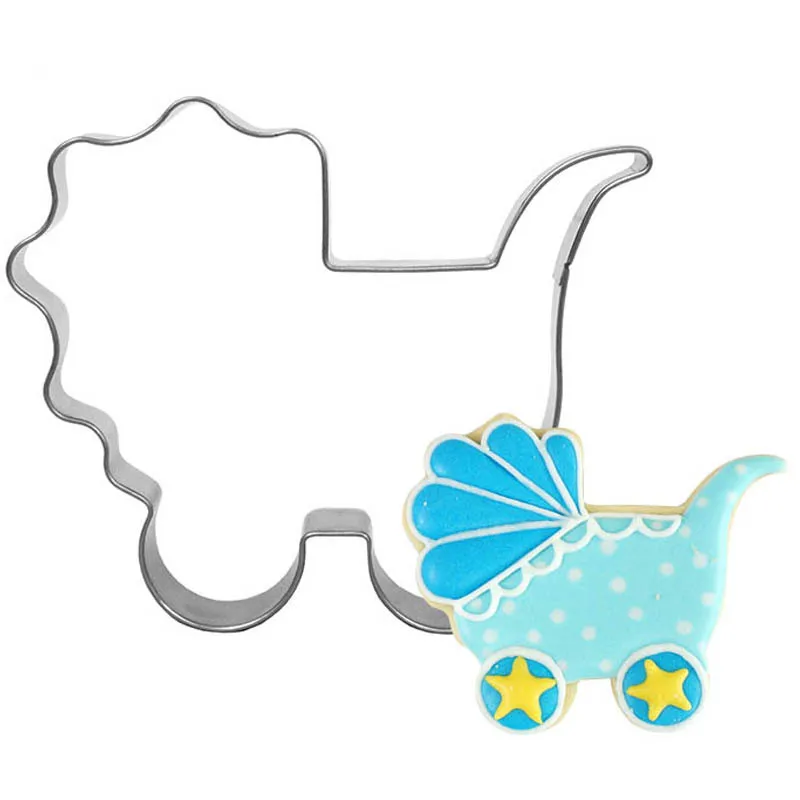 

New Baby Carriage Shape Cookie Cutter Stainless Steel Cute Pram Biscuit Mould Baby Food Bread Fruit Cutter Tools