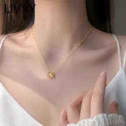 LIVVY Simple Three Circle Gold Color Necklace For Women Fashion Party Clavicle Chain Jewelry Neck Accessories