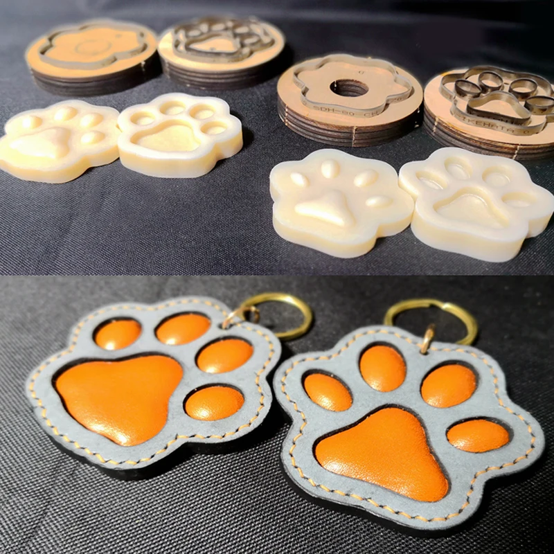 

Leather Craft Dog Cat Paw Key Ring DIY Pendant Shape Modeling Plastic Mold with Die Cutting Plastic Mould Set 75mm