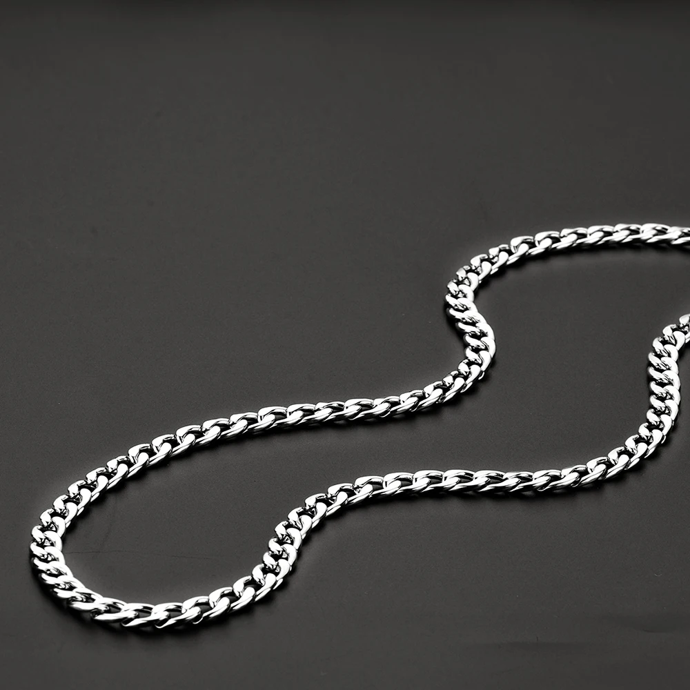 Width 8MM Stainless Steel Men\'s Chain Necklace Fashion Hip Hop Rock Cuba Link Necklace Wholesale Price Length 50-70CM