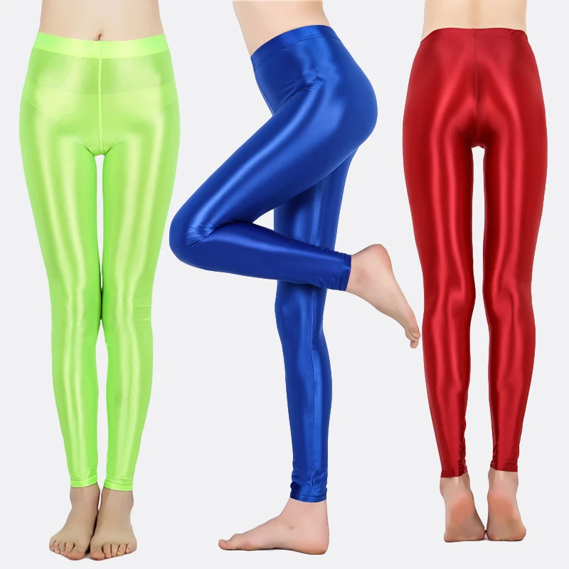 Women’s Shiny Leggings Female Seamless Skinny Thin Full Ankle Length Elasticity Pant Trousers Intimates Women Leggings