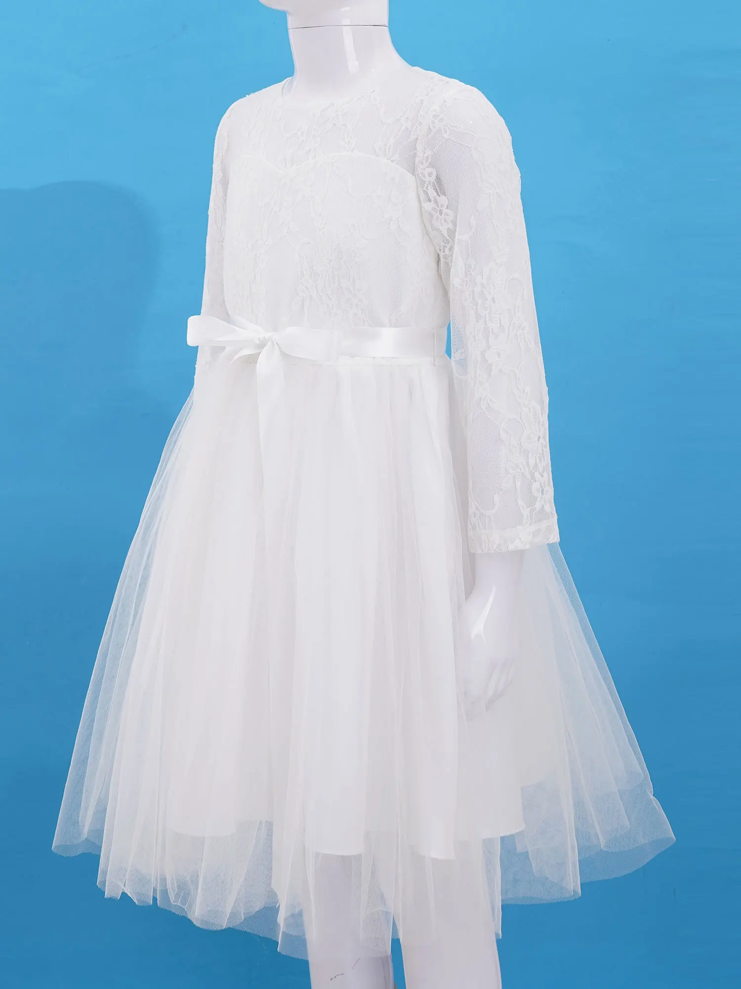 Girls Party Dress Elegant Long Sleeve Lace Flower Girls Dress First Communion Dress for Girls Pageant Wedding Gown Kids Dresses