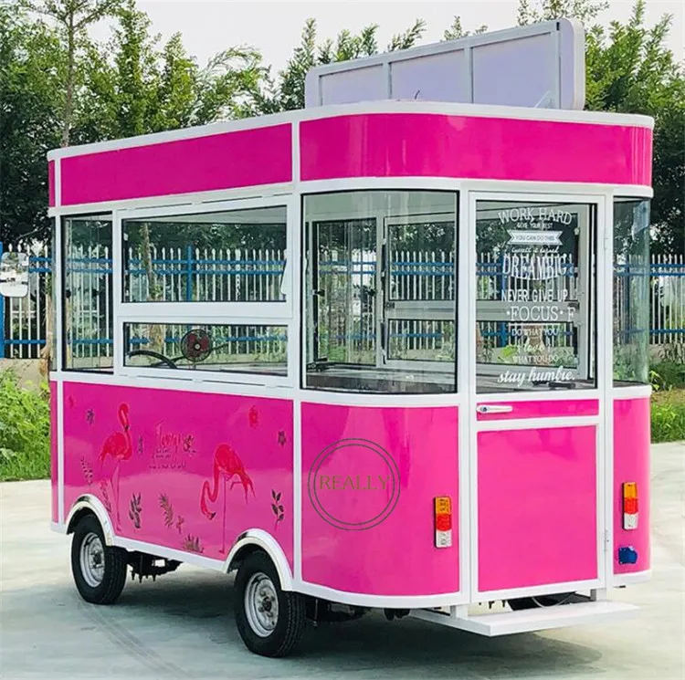 Carrito de comida deslizante, multifuncional, personalizado, Popular, camión de café de acero inoxidable, remolque, furgoneta de helado rápido