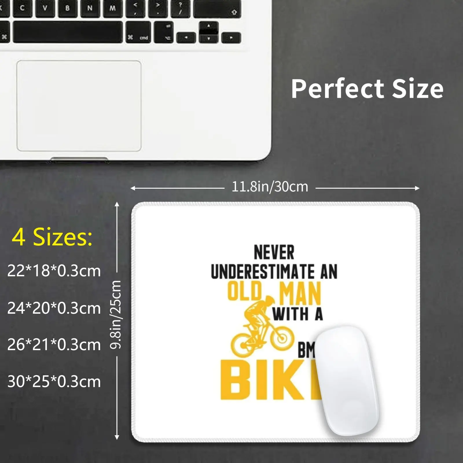 Never Underestimate An Old Man With A Bmx Bike Mouse Pad DIY Print Bmx Bmx Driver Bmx Tricks Bmx Design