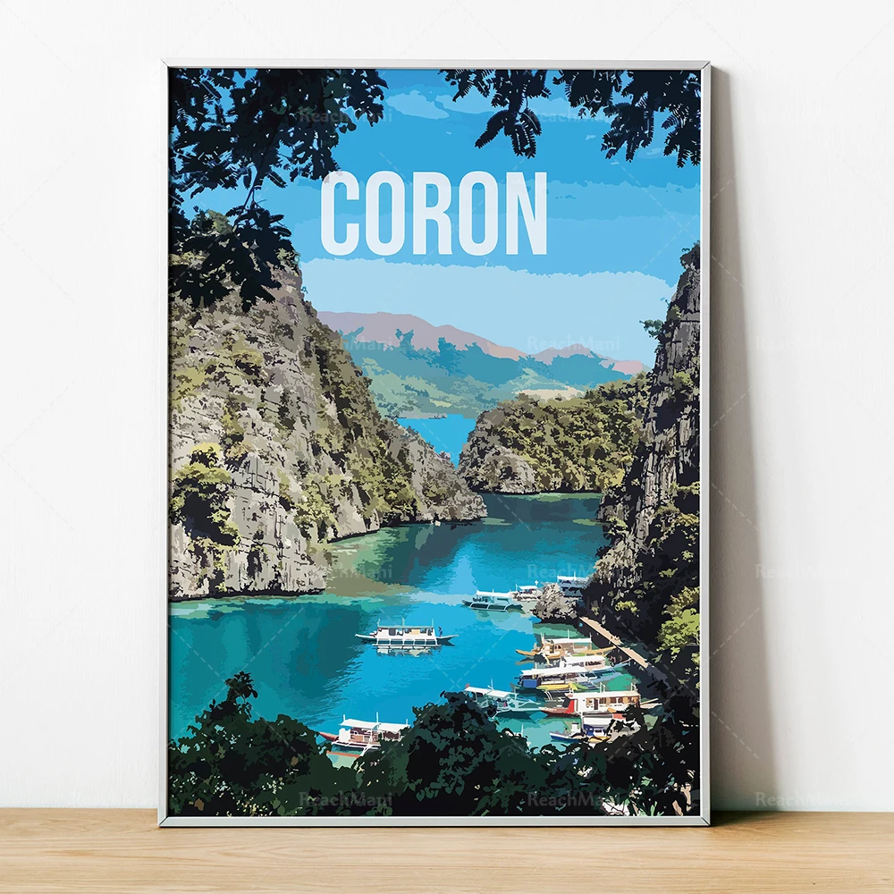 ملصقات مطبوعة سياحية ذات مناظر طبيعية خلابة في اليابان، بالوان، الفلبين، مومباي، الهند، نيو دلهي، أنطاليا، تركيا، كوينستاون نيو زيلان