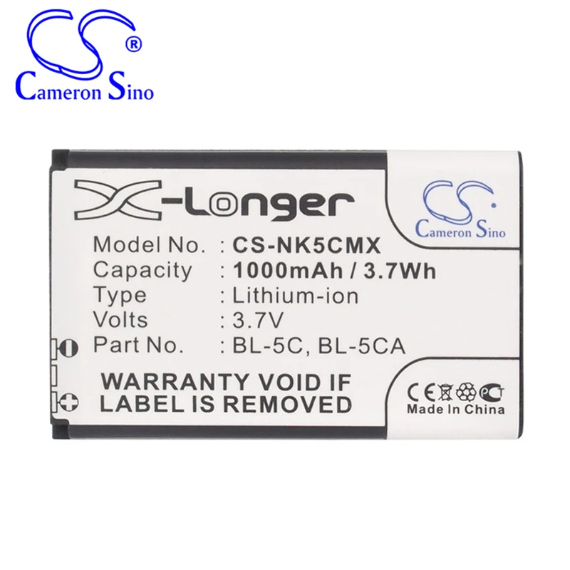 بطارية CameronSino لهاتف Nokia Asha 230 DualSim RM-986 1280 N-Gage 3120 C1 C1-01 تناسب بطارية ماسح الباركود Nokia BL-5C BL-5CA