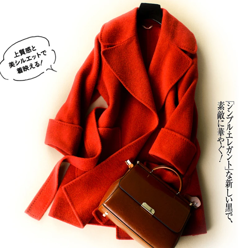 

Женское шерстяное пальто, куртка из натуральной шерсти, Осень-зима 2020, женские пальто и куртки из альпаки, Женская Корейская верхняя одежда MY3694 en s