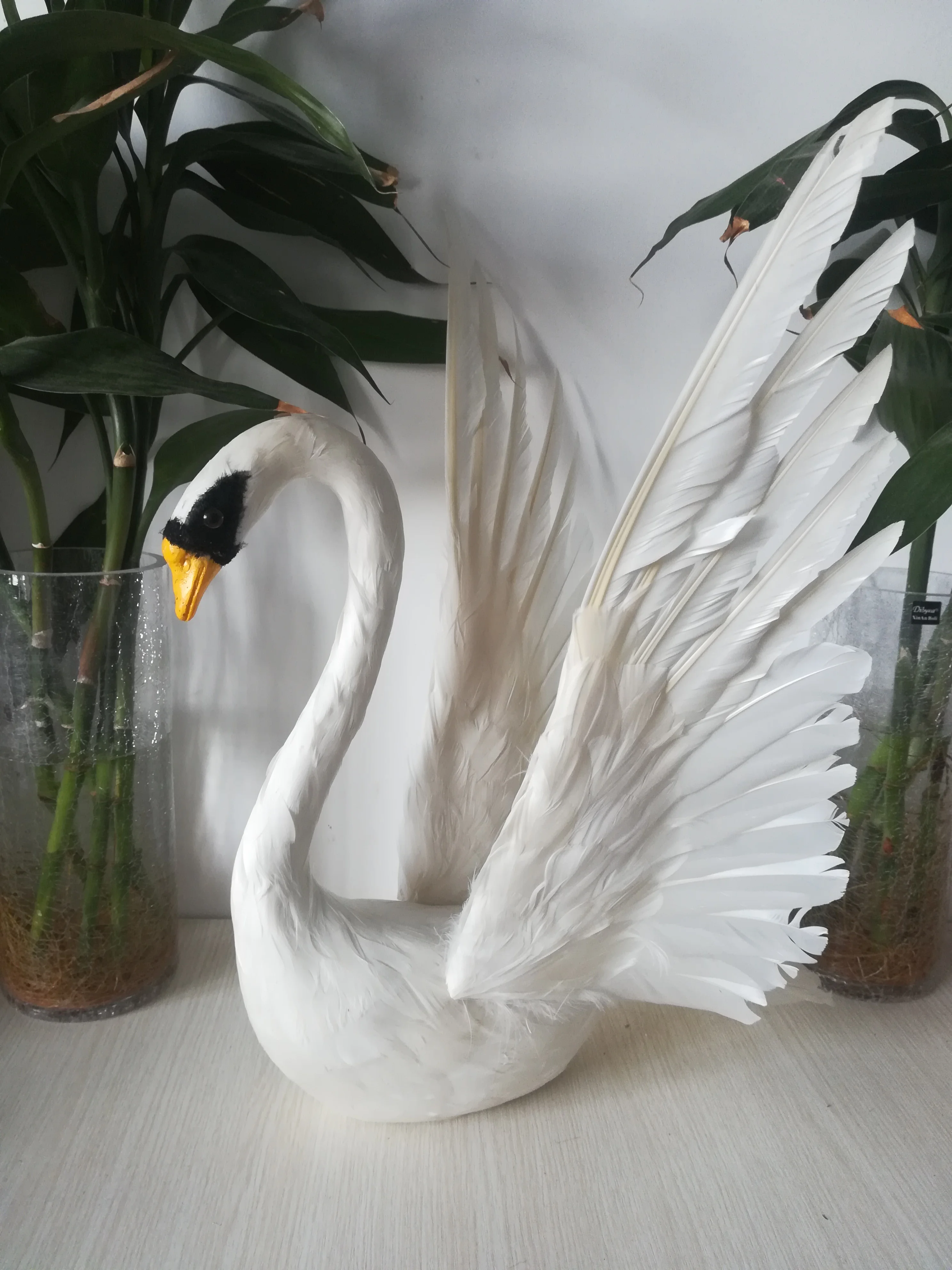 

new simulation wings swan model foam&fur lifelike white swan doll gift about 30x48cm