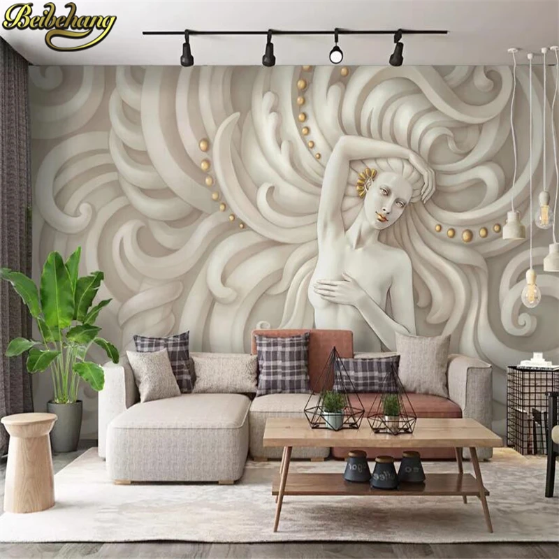 beibehang Custom 3D Photo Wallpaper for Wall paper Living Room Sofa Background Embossed beauty sculpture Wallpapers For Walls