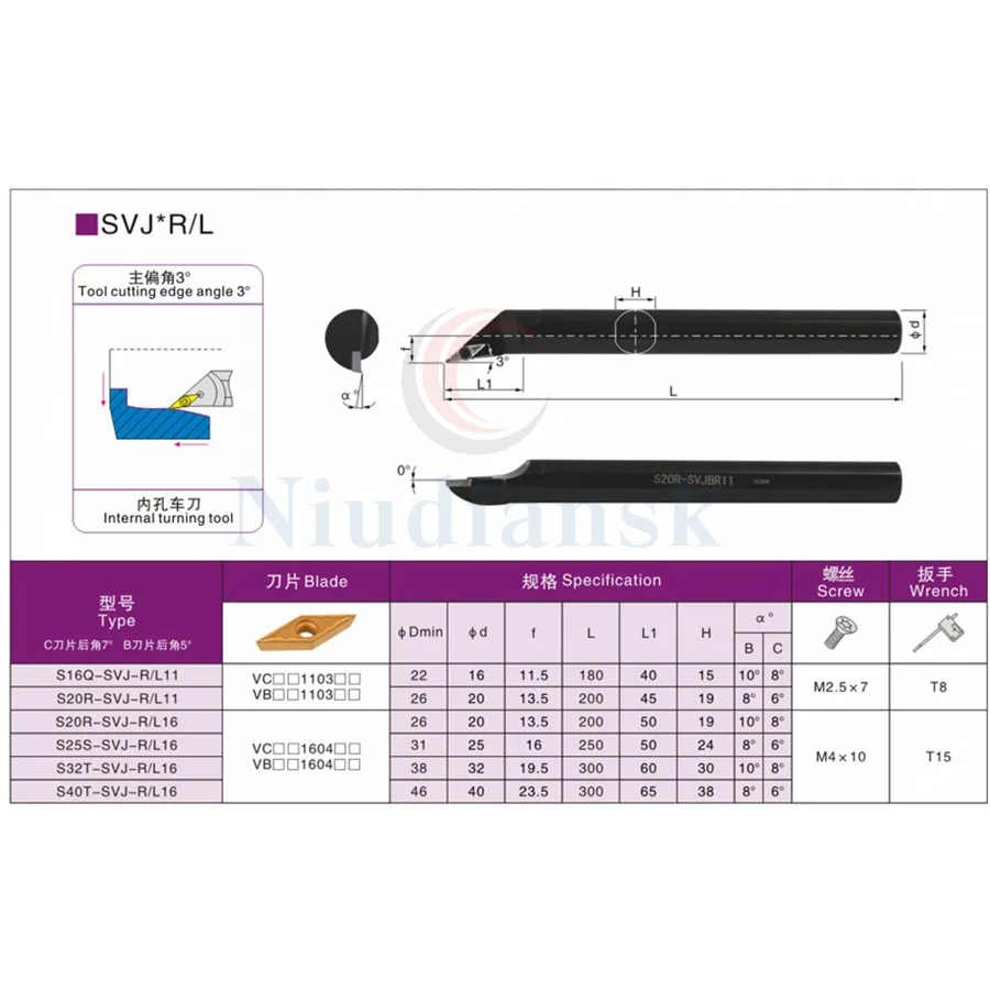 S16Q-SVJBR11 S20R-SVJBR16 S25S-SVJBR16 high quality Internal turning toolholder CNC turning tool adaptation VBMT carbide inserts