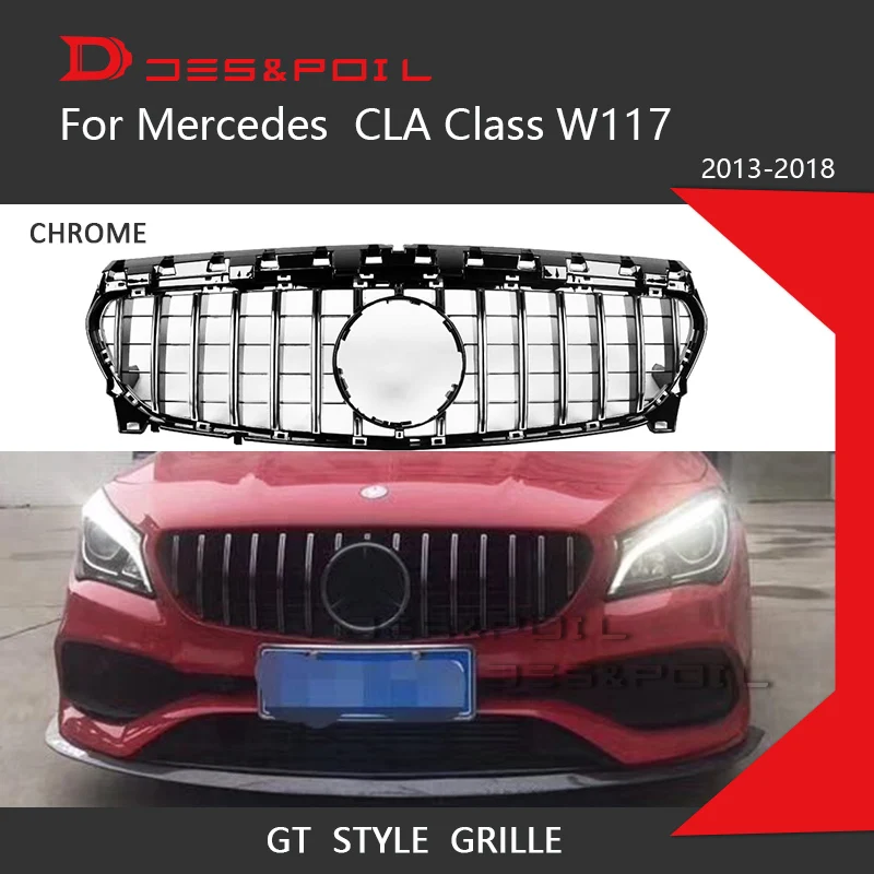 GTR Grille For Mercedes CLA W117 C117 GT Front Grid For CLA35 CLA200 CLA180 CLA220d Amg Diamond Grille Racing Sports 2013-2018