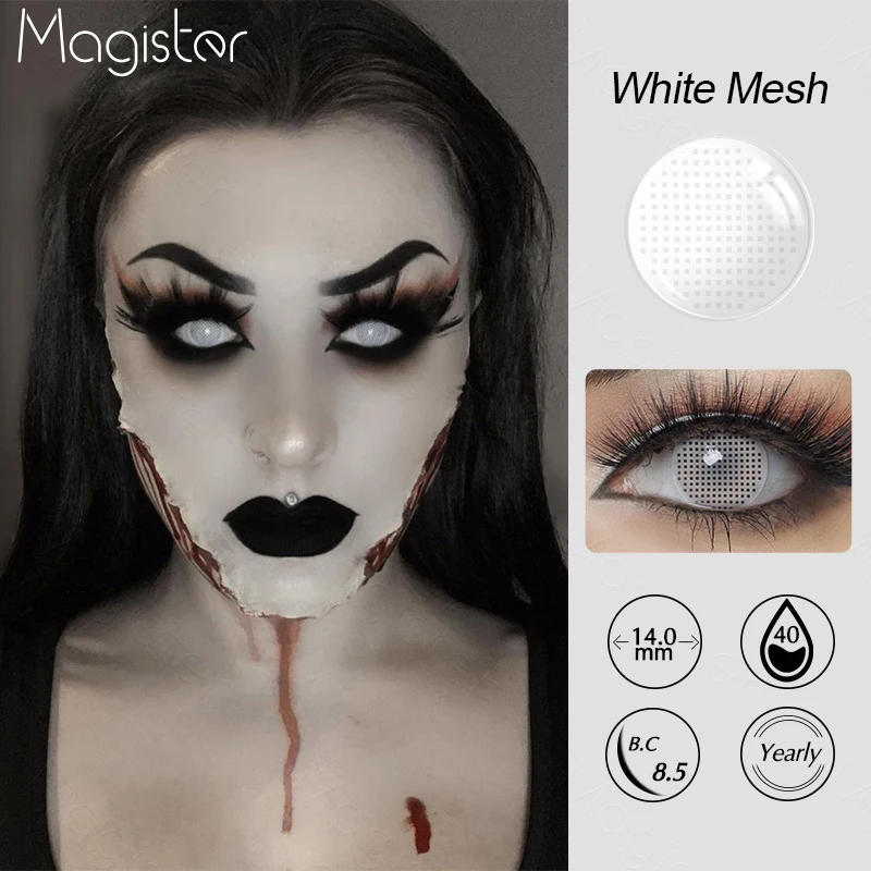 Magister 1 Pair Halloween Contacts Lenses Anime Cosplay Contacts Sharingan Red Contacts Blackout Lenses for Eye White Blind Lens