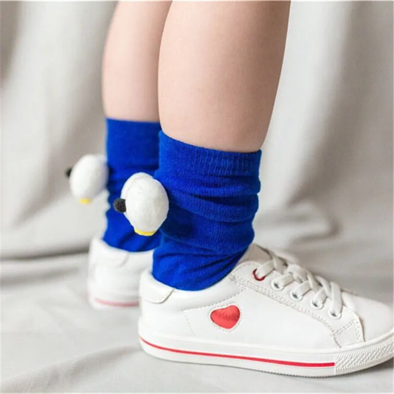Baby Boys Girls Cotton Socks Children Lovely Cartoon 3D Big Eyes Infant Pure Color Long Socks Spring Autumn Kids Sock