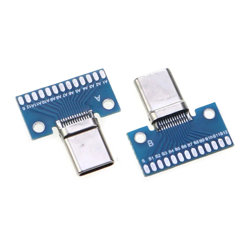 YuXi-conector USB tipo C, adaptador de enchufe macho y hembra de 24 Pines, placa de prueba USB 3,1, 24 P, Base de enchufe, placa PCB