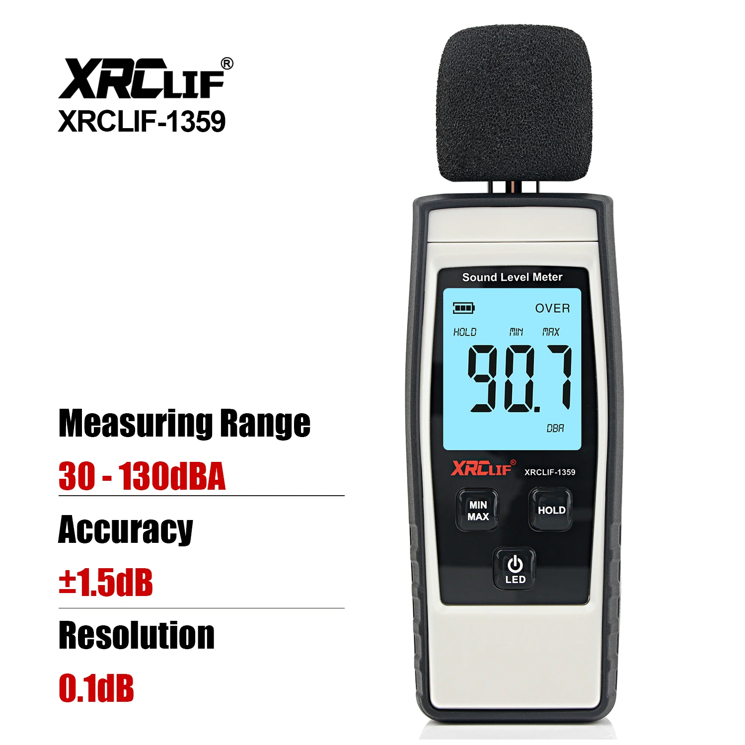 Imagem -02 - Xrclif-mini Noise Nível Medidor de Áudio Nível de Som Medidor Digital Handheld db Medidor Monitor de Som 30130db Decibéis