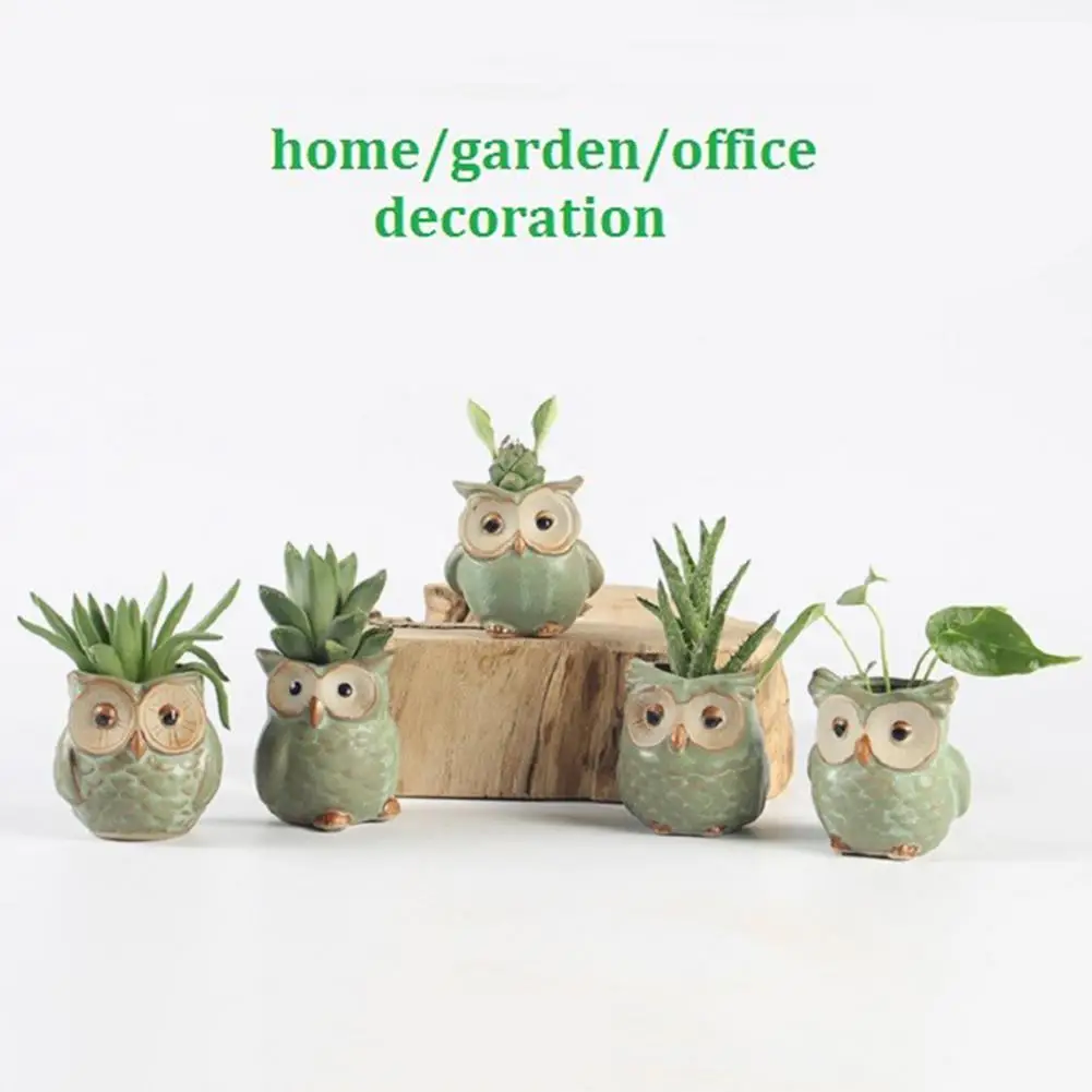 Owl Flower Pot Ceramic Cactus Succulent Plant Pot Nordic Vases Home Decor Cachepot For Flowers Garden Decoration (Style Random)