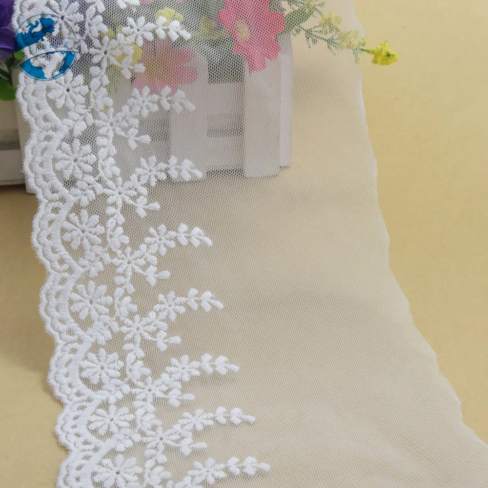 9.5cm Wide 100% Cotton Embroidery Lace Sewing Ribbon Guipure Trim Wedding Decoration DIY Dolls Colthes Accessories Lace #4188