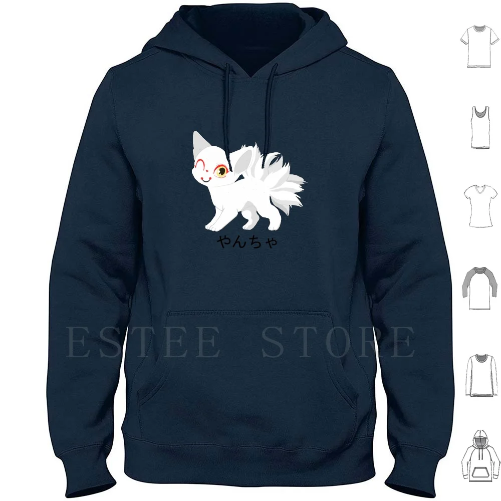 Mischievous Little Kitsune Hoodies Long Sleeve Mischievous Kitsune Yokai Kawaii Cute Fox Japanese Mythology Anime