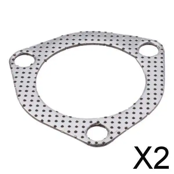 2X Easy Install Car Triangle 3 Bolts High Exhaust Gasket Flange 2.5 Inch