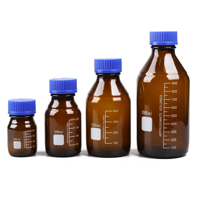 

Laboratory Chemical Reagent Bottle Brown Glass with Blue Nut 50ml/100ml/250ml/500ml