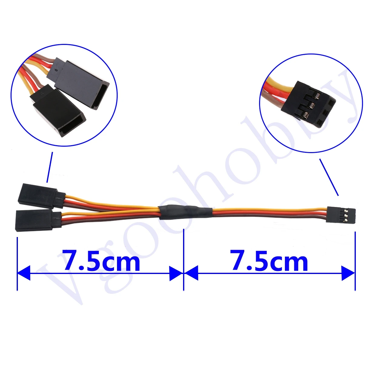 150mm Servo Splitter Cable,1 Male to 2 Female JR Style Servo Y Harness Cables Extension Lead Wire for RC Car Helicopter Drone