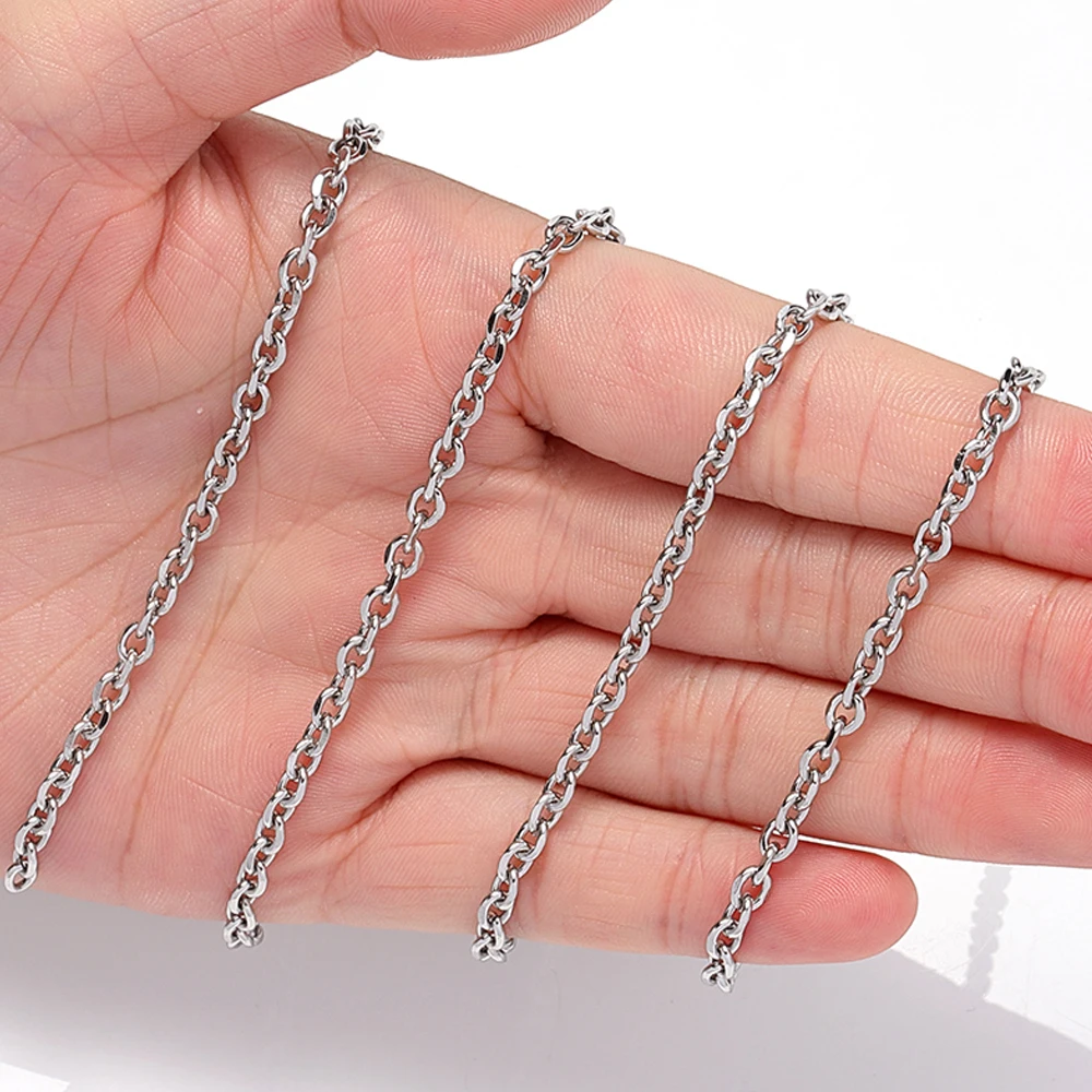 1meter High Quality 4mm Stainless Steel Chains for DIY Jewelry Making O Shape Necklace Bracelet Cable Link Chain Handmade