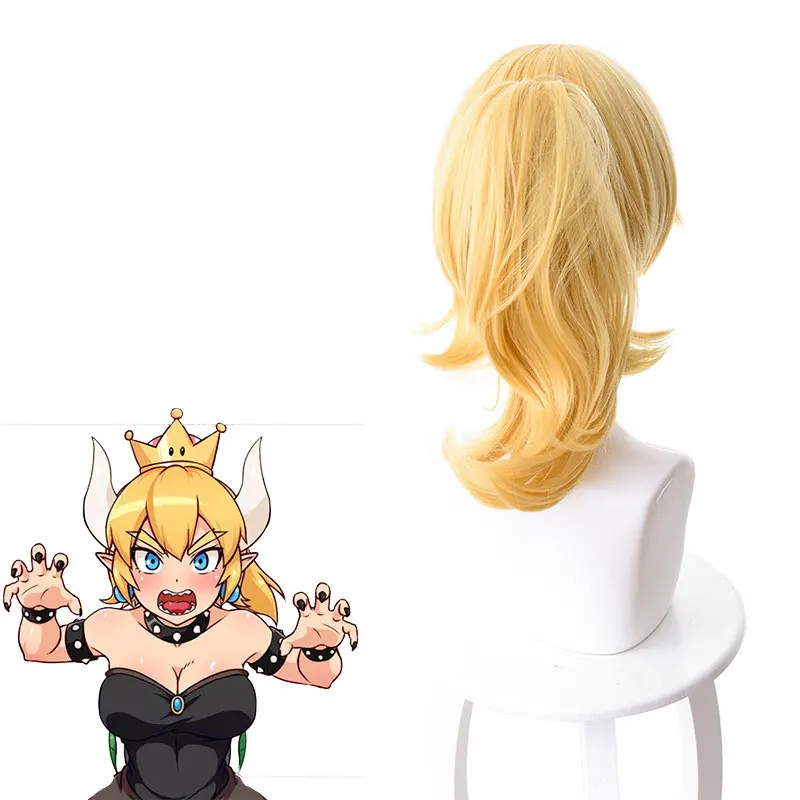 Parrucca Cosplay Booette King Boo parrucche lunghe viola argento parrucche Mario Bowsette bionde resistenti al calore parrucche sintetiche +