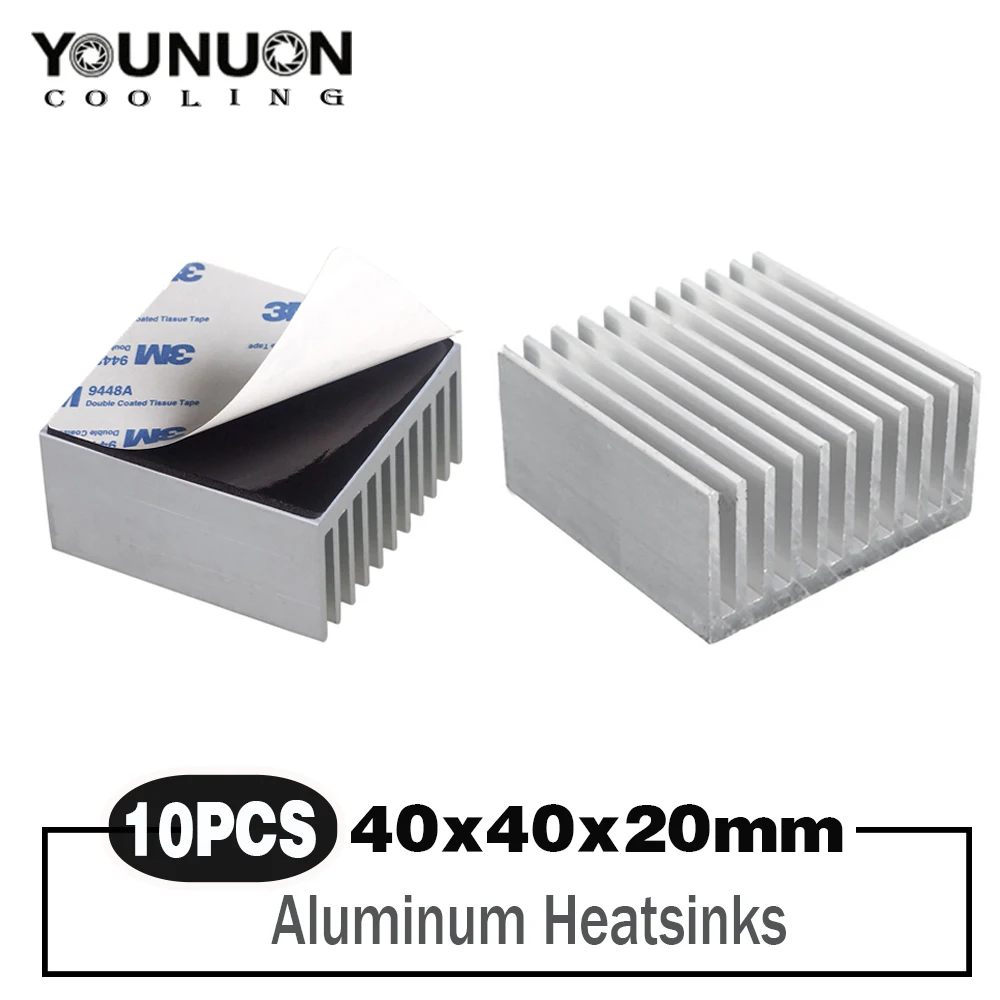 10PCS YOUNUON 40*40*20mm 40mm kühlkörper Aluminium Kühlkörper Kühler Fin Für Led licht IC Chip 40x40x20mm