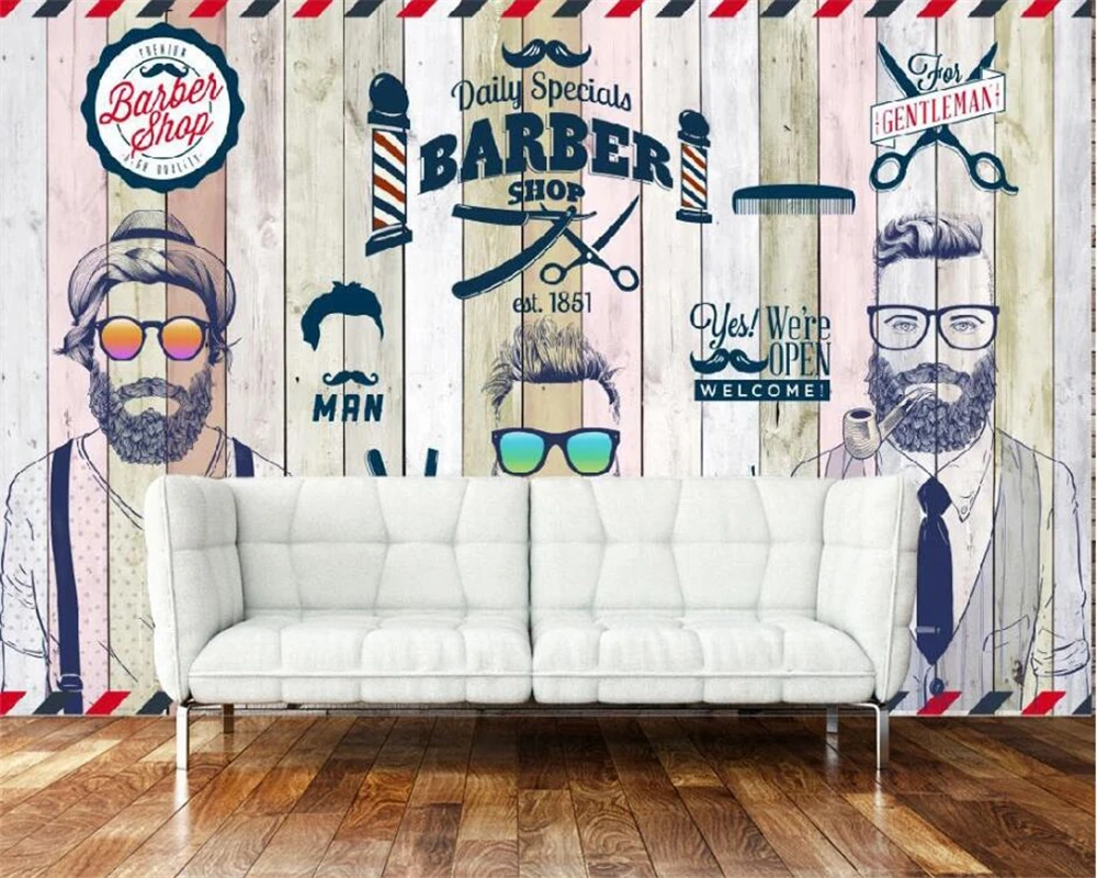 

Custom wallpaper 3d retro nostalgic trend clothing store background wall barber shop mural beauty salon wallpaper Papel de pared