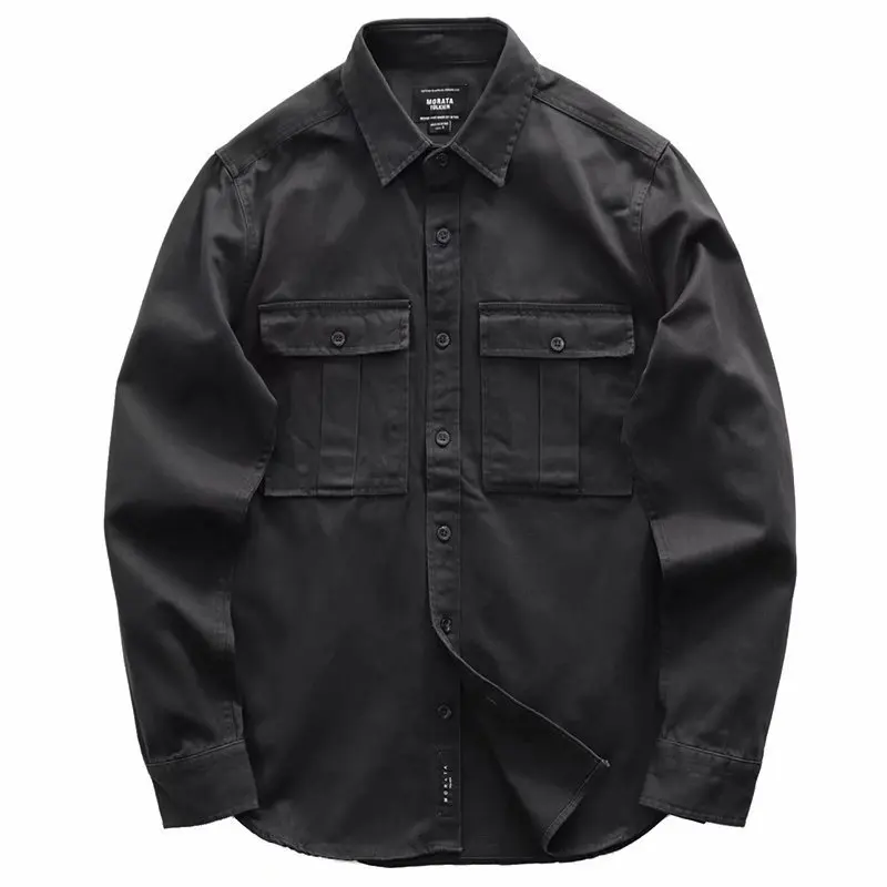 2021 Male Cargo Work Shirts New Cotton Military Shirt Men Long Sleeve Dress American Shirt -40