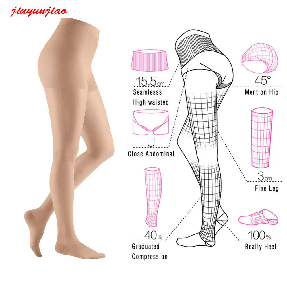 Calze collant a compressione 20-30mmHg supporto punta chiusa collant per le donne aiuta ad alleviare le vene Varicose gonfiore